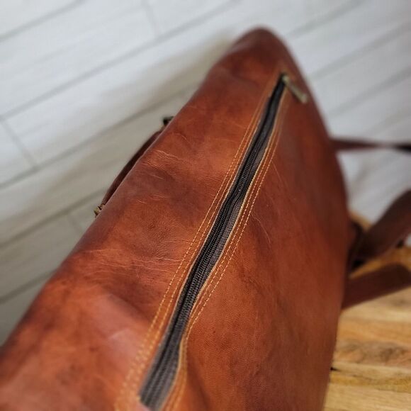 Genuine Leather Messenger Bag Rugged Mailbag Satchel Briefcase Laptop Shoulder - Picture 7 of 16